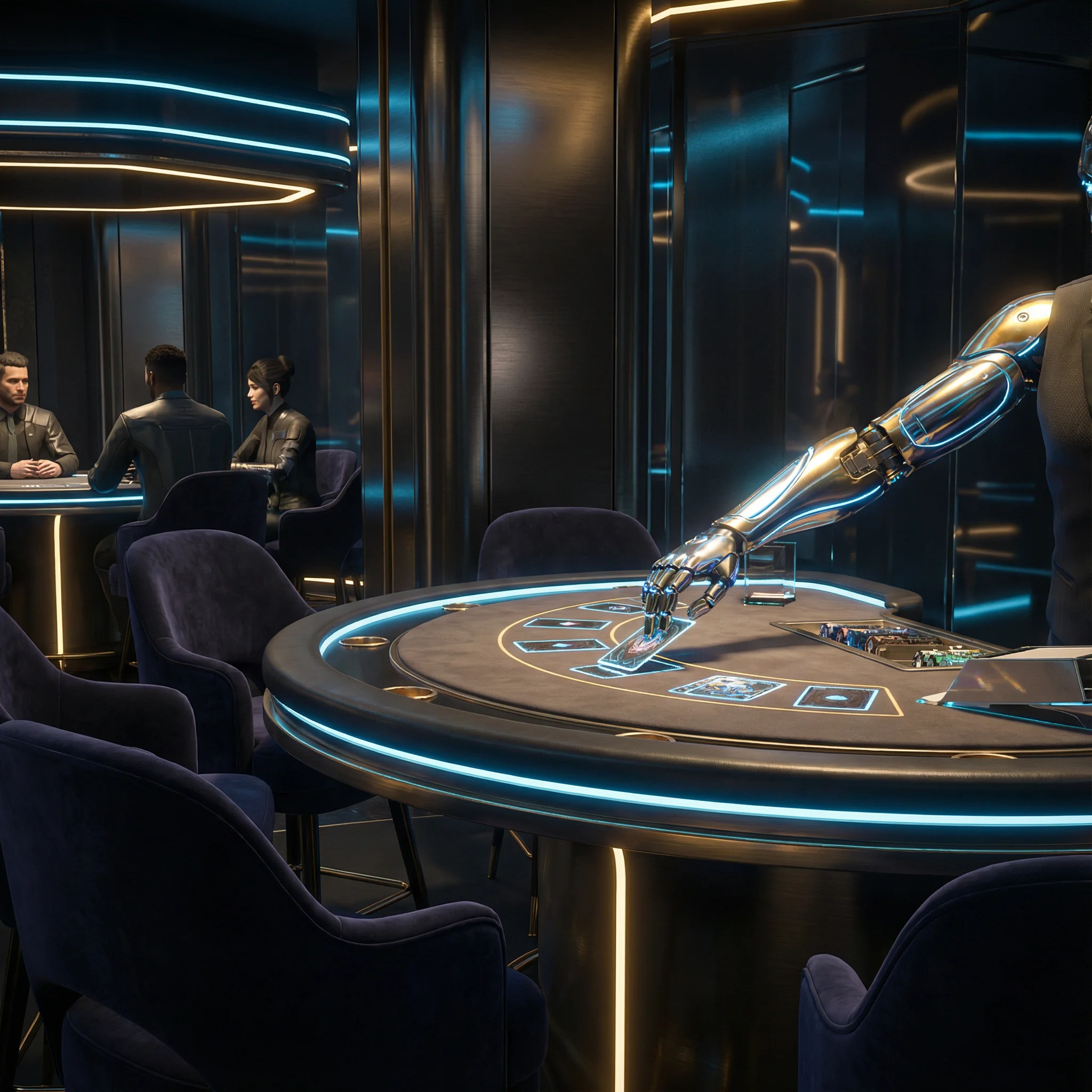 Mesa de bacará elegante con ambiente sofisticado